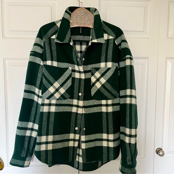 Zara Green & White Plaid Jacket/Overshirt , Sz L , Unisex - Picture 7 of 10